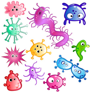 卡通细菌和病毒集合