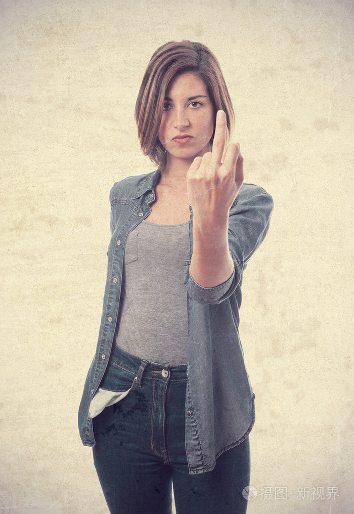 年轻酷女人disagrreement手势