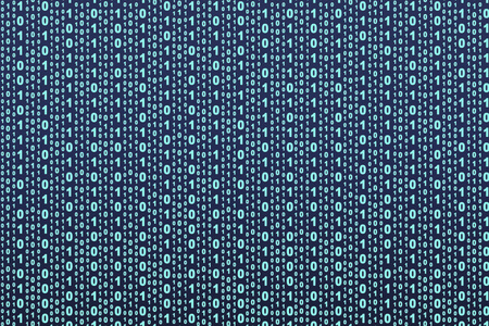 蓝色背景上的二进制计算机代码, 抽象插图