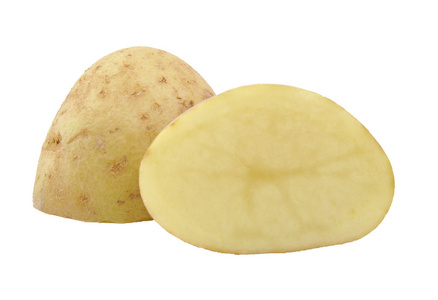 马铃薯和半上白色孤立