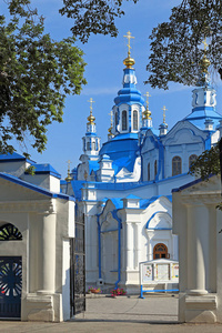 秋明州, 俄国2018年8月14日 Znamensky 大教堂东正教在夏天天