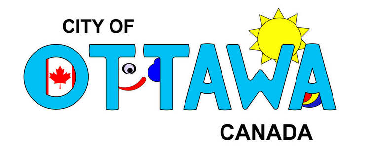 渥太华城市加拿大, 抽象题字在蓝色, 在高决议4000x10000px
