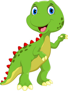 孤立的白色背景上的可爱的恐龙卡通照片