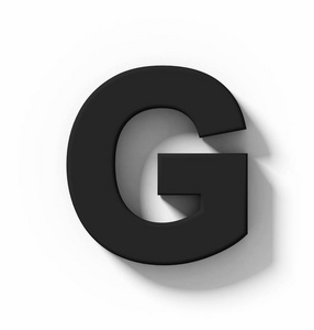 带阴影-正交投影-3d 渲染的白色的字母 g 3d 黑色隔离照片
