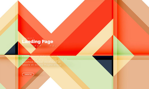 方形几何抽象背景, 登陆页网页设计模板