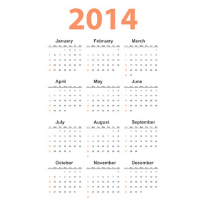 矢量简单 2014年日历
