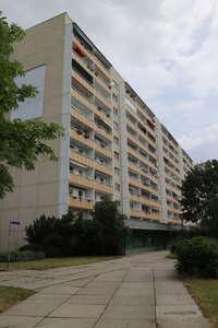 典型的建筑学从 gdr 在莱比锡 gruenau