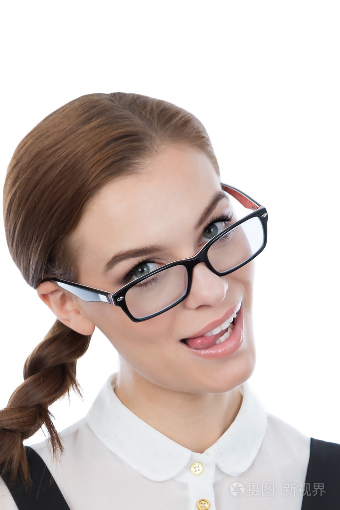 戴眼镜的可爱女孩