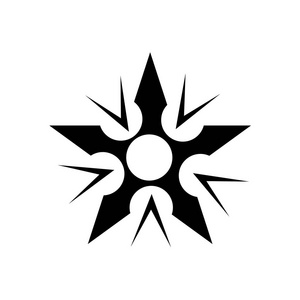 在白色 backg 上的忍者武器图标矢量符号和符号隔离照片