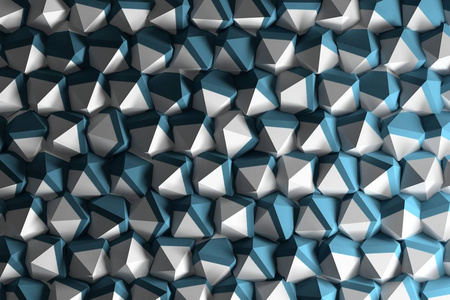背景抽象的几何形状 icospheres 在蓝色和白色的颜色。3d 插图