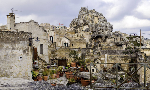 典型的石头房子 Sassi di 马泰拉 的马泰拉, 教科文组织欧洲文化资本 2019, 巴斯利卡塔, 意大利