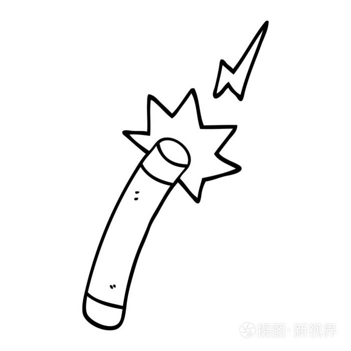 黑白相间的卡通魔术师魔杖插画-正版商用图片097p0i-摄图新视界