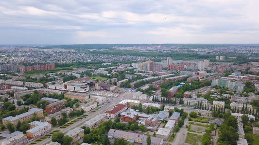 鸟瞰图的城市全景。克麦罗沃, 俄罗斯, 来自德龙