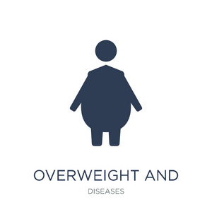 超重和肥胖图标。时尚平面矢量超重和肥胖图标在白色背景从疾病汇集, 向量例证可用于网络和移动, eps10