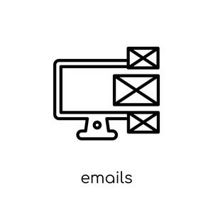 电子邮件图标。时尚现代平面线性矢量电子邮件图标在白色背景从细线通信汇集, 概述向量例证