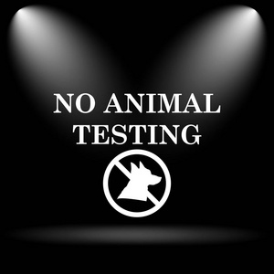 没有动物测试图标。黑色背景上的互联网按钮