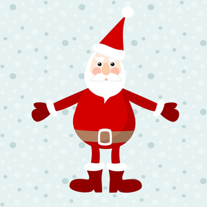 可爱的圣诞老人 圣诞贺卡矢量插图，冬天背景与雪花