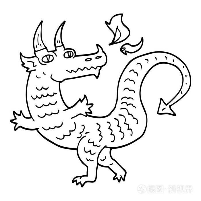 线条画卡通龙