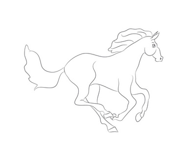 马奔跑, 线, 媒介, 白色背景照片
