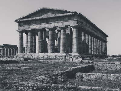 Paestum 的考古遗迹意大利了解文化和旅游业的概念