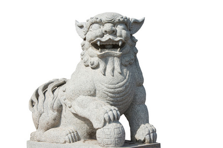 石头做的狮子的雕塑两个成年掠食者, 一只狮子和一只母狮的家庭在瑞士