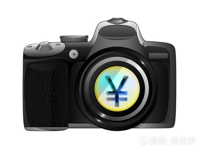 金色元硬币在相机焦点