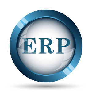 Erp 图标。白色背景上的互联网按钮