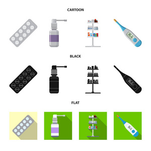 药房和医院标识的隔离对象。药房和商业股票矢量图的收集