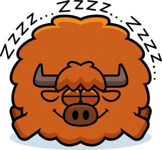 牦牛休眠的卡通插图照片