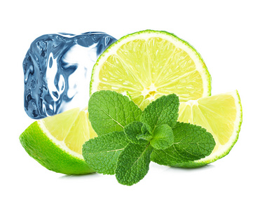 青柠,薄荷和冰块隔离照片