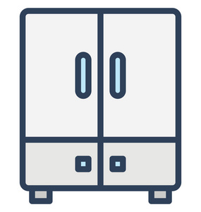 双门冰箱, 电子隔离矢量图标, 可以很容易地编辑在任何大小或修改