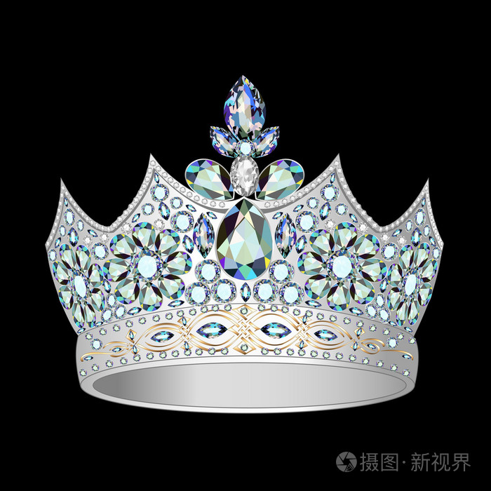 装饰的白银和宝石的王冠