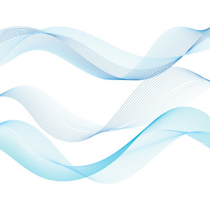 抽象新的蓝色美丽的向量波浪线在白色背景照片