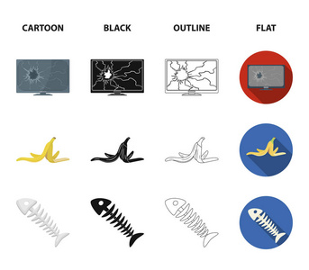 黑色可爱卡通动物集合矢量图标设置