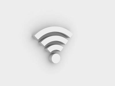 白色背景上的 wifi 图标, 3d 插图