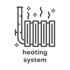 简单的现代线图标。水管标志。向量例证。加热系统符号