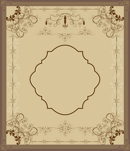 复古的邀请卡与华丽典雅复古抽象花卉设计。矢量插图