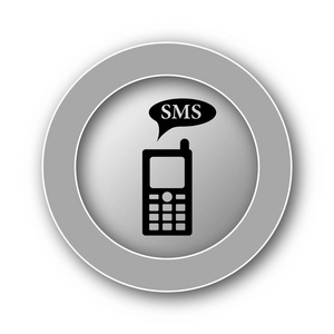 Sms 图标。白色背景上的互联网按钮