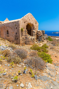 在克里特岛，希腊与遗骸的威尼斯堡的 gramvousa 岛