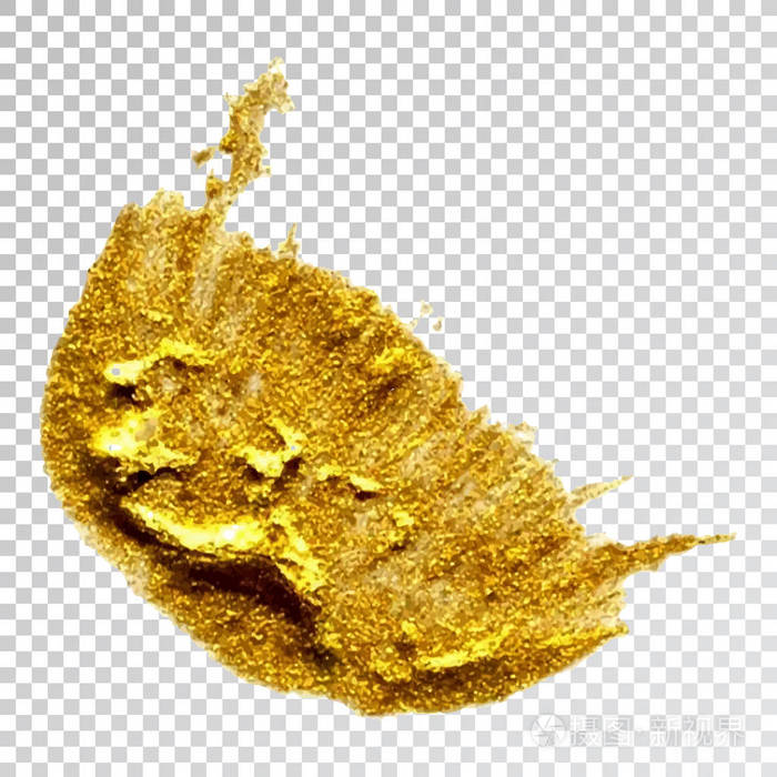 金漆涂抹描边染色在白色背景上刷描抽象金闪闪发亮的