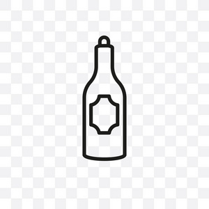 酒精瓶矢量线性图标隔离在透明的背景, 酒精瓶透明度的概念可以用于网络和移动