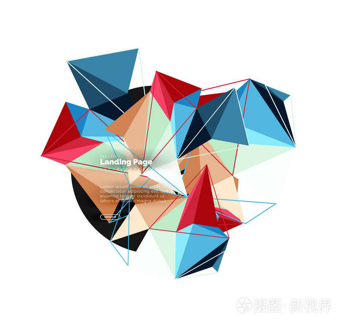 矢量3d 三角形抽象背景, 多边形几何设计插画-正版商用图片099iaa-摄