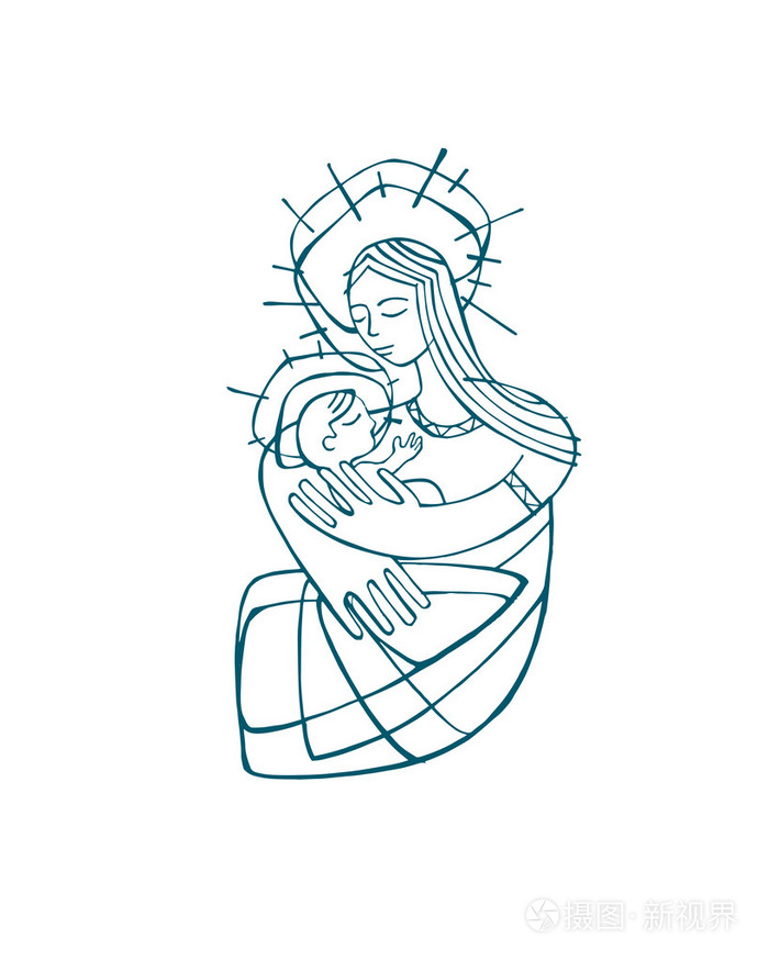 圣母玛利亚轮廓绘图