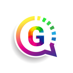 徽标 g 字母五颜六色的圆圈聊天图标。应用程序或公司标识的矢量设计