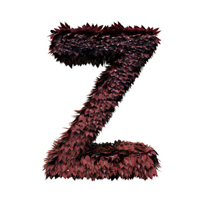 叶子字母 Z, 3d 渲染