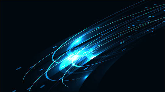 蓝色抽象明亮的神奇宇宙明亮的发光纹理背景的条纹, 精力充沛的线条, 线程交织和复制空间。矢量插图