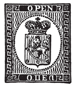 芬兰0笔邮票从 1866年 to1867 发行三芬兰第一类邮票由和庆祝芬兰艺术家汤姆的工作, 古董线图画或雕刻例证