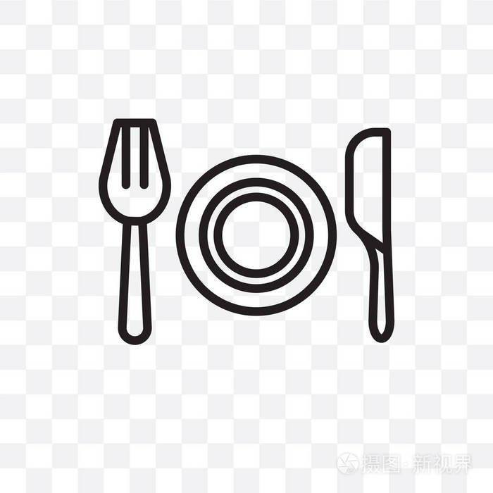 晚餐矢量线性图标隔离在透明的背景晚餐透明度的概念可以用于网络和
