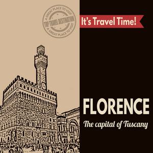 佛罗伦萨，复古的旅游海报