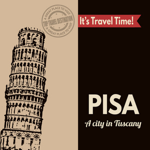 比萨，复古的旅游海报
